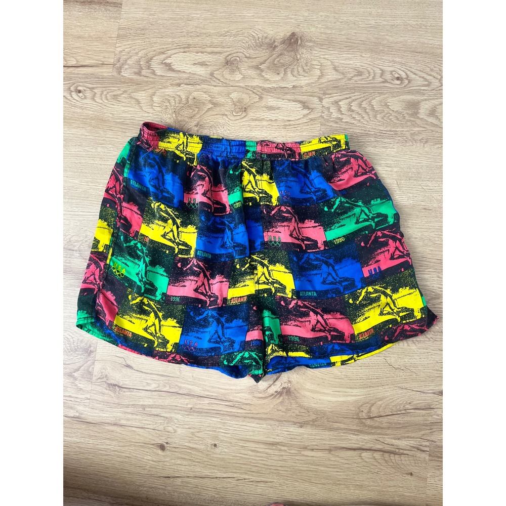 Vintage USA Olympic 90s Silk Shorts Large Atlanta 1996 Graphic silkies